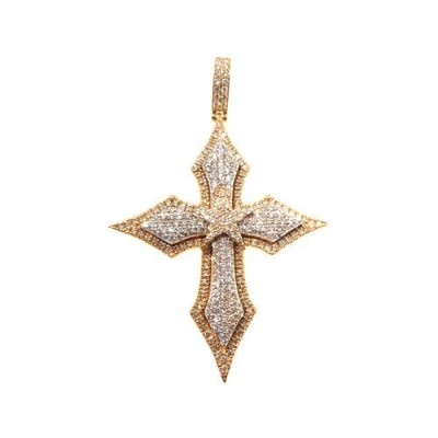 14K Gold Cross Pendant 2.93ct