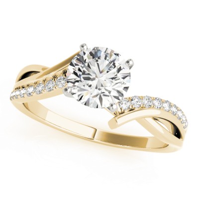 14k Gold Twisted Swirl Pave Diamond Engagement Ring (0.09ct)