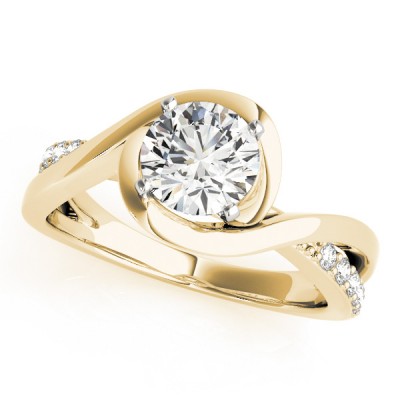 14k Gold Bypass Twisted Diamond Engagement Ring (0.12ct)