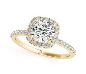 14k Gold Square Halo Diamond Engagement Ring (0.22ct)