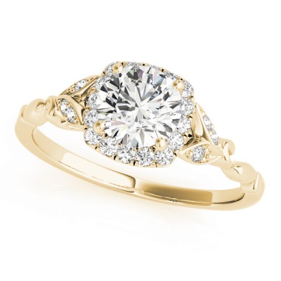14k Gold Diamond Halo Butterfly Engagement Ring (0.12ct)