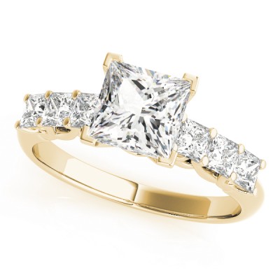 14k Gold Diamond Princess-cut Engagement Ring (0.60ct)