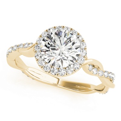 14k Gold Twisted Diamond Halo Engagement Ring (0.32ct)