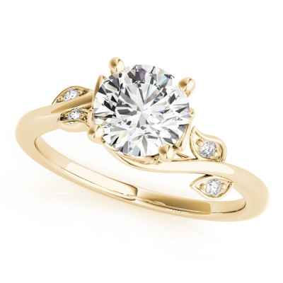 14k Gold Diamond Vine Leaf Engagement Ring (0.09ct)
