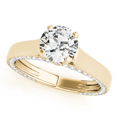 14k Gold Side Diamond Accented Engagement Ring (0.53ct)