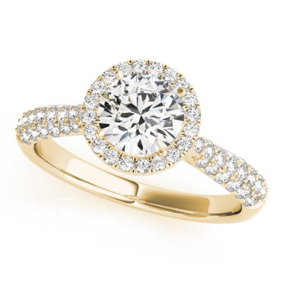 14k Gold Triple Row Pave Halo Engagement Ring (0.34ct)