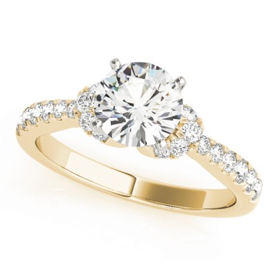 14k Gold Cluster SideStone Diamond Engagement Ring (0.35ct)
