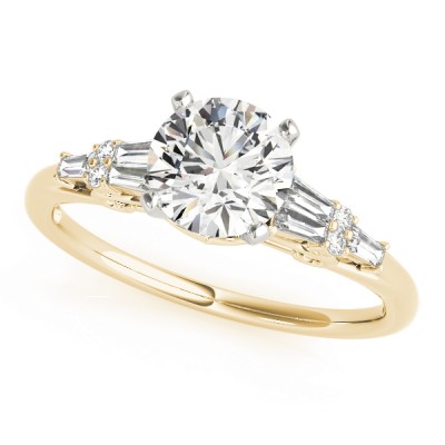 14k Gold Fancy Shape Baguette Accented Diamond Engagement Ring (0.33ct)