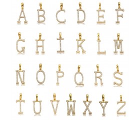 14K Gold Real Diamond Letter Initial Pendant A-Z
