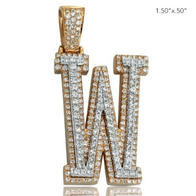 10K DIAMOND TWO TONE INITIAL PENDANT - "W" (1.75CT)