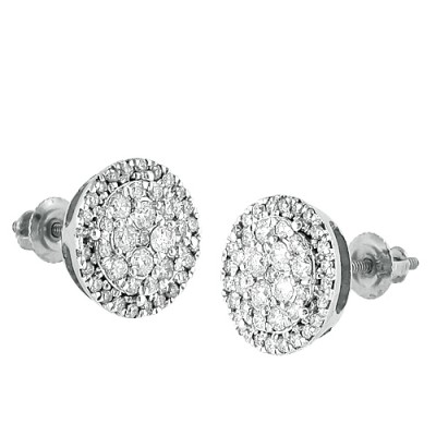 14K Round Diamond Cluster Earrings (0.50ct - 1.50ct)