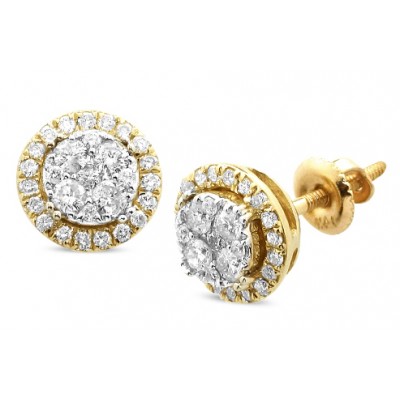14K Diamond Round Shaped Cluster Earring Studs (0.50ct)