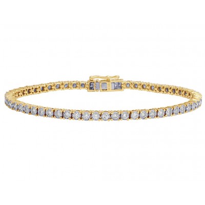 Mens 10K Yellow Gold 1 Row Tennis Real Diamond Bracelet 2.50CT 7.5"