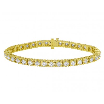 Yellow Gold Tennis 25 Pointer Diamond Bracelet 8" 8.85 Ct