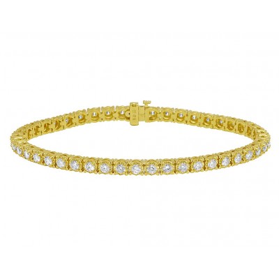 Yellow Gold Tennis 12 Pointer Diamond Bracelet 8" 5.4 Ct