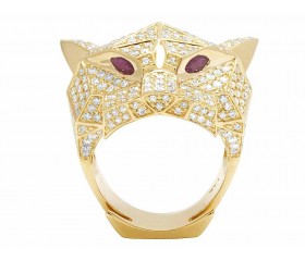 14K Gold Genuine Diamond Panther Pinky Ring 5 3/4 CT 33MM