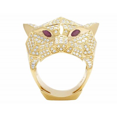 14K Gold Genuine Diamond Panther Pinky Ring 5 3/4 CT 33MM