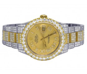 Rolex Datejust 18K/ Steel 36MM 16013 Champagne Dial Diamond Watch 13.5 Ct