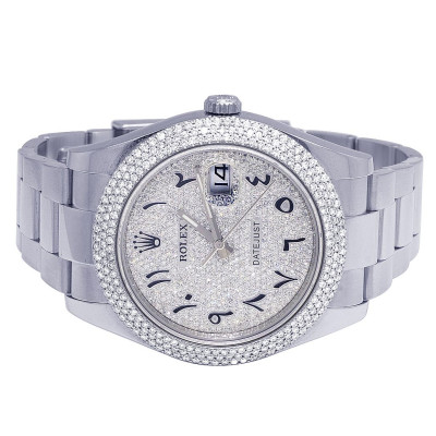Rolex Datejust II 41MM 116300 Blue Dial Diamond Watch 5.0 Ct