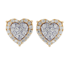 Heart-Shaped 1CT Diamond Earrings 10K Gold