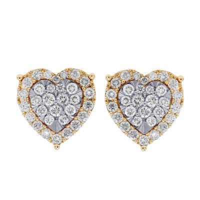 Heart-Shaped 1CT Diamond Earrings 10K Gold