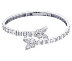 Butterfly Baguette Diamond 3CT Bracelet 5MM 14K White Gold