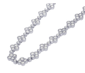 Leaf Clover 14.5CT Diamond Tennis Necklace 14K White Gold 7.5MM 18"