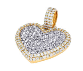 Baguette Diamond Heart 3.6CT Pendant Yellow Gold 14k