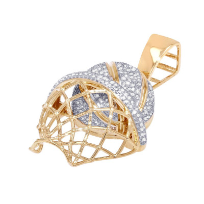Basketball with Hoop 1CT Diamond Pendant 10K Yellow Gold