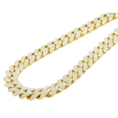 18MM Miami Cuban EGL Certified VVS 48.82CT Diamond 10K Yellow Gold Chain