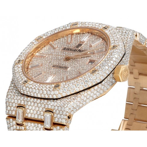 Audemars Piguet Royal Oak 18K Rose Gold Chrono Baguette Diamond Watch 78.75  Ct