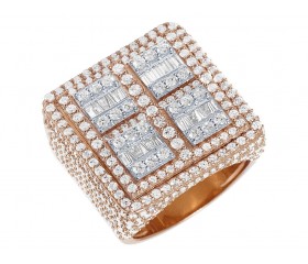 14K Rose Gold Baguette 6.75CT Diamond Pinky Ring 25MM