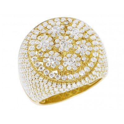 14K Gold Cluster 5CT Diamond Pinky Ring 24MM