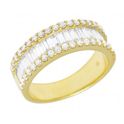 14K Gold Baguette 1.90CT Diamond Band Ring 8MM