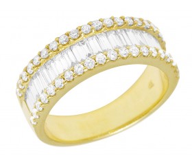 14K Gold Baguette 1.90CT Diamond Band Ring 8MM