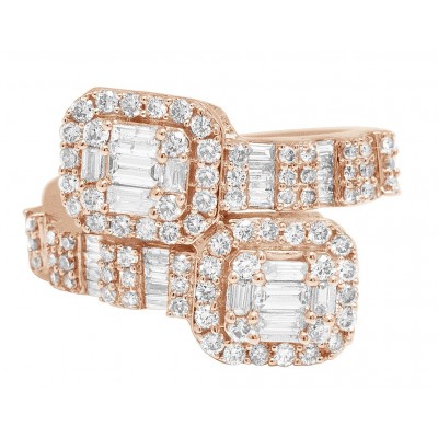 14K Rose Gold Baguette 2.55CT Diamond Ring