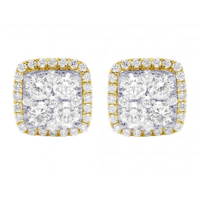 14k Square Halo Cluster 1CT Diamond Earrings 8mm 14k Square Halo Cluster 1CT Diamond Earrings 8mm