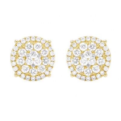 14K Gold Real Diamond Flower Cluster Double Halo Stud Earrings 10mm 0.85CT 14K Gold Real Diamond Flower Cluster Double Halo Stud Earrings 10mm 0.85CT