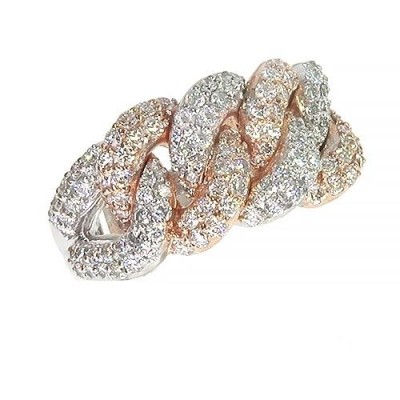 14K Gold 2 Tone Diamond Cuban Ring 66912 1.80ct