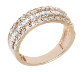 14K Rose Gold 1.5CT Diamond Baguette Band Ring 7MM