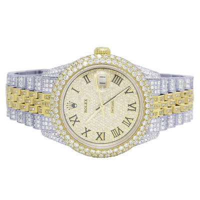 Rolex Datejust 36MM 16013 Two-Tone Iced Out Diamond Watch 15.75 Ct