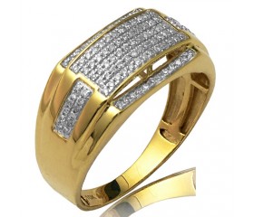 10K DIAMOND MENS RING - DOMED MIDDLE RECTANGLE (0.35CT)