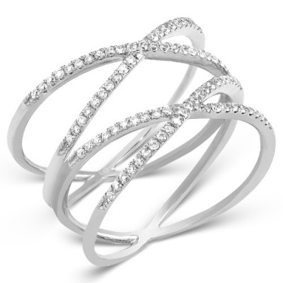 14K Diamond Designer Double-X Ring (0.40ct)