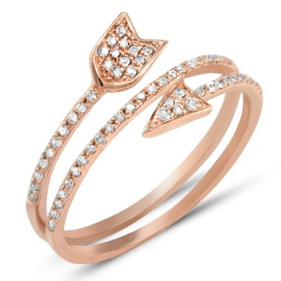 14K Diamond Designer Arrow Ring (0.25ct)
