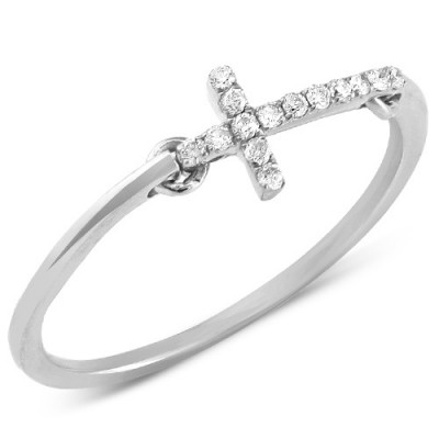 14K Diamond Designer Sideways Cross Ring (0.15ct)