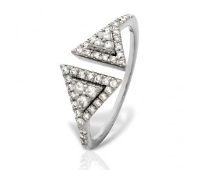 Triangle Shaped Two Stone Ring - Open Design