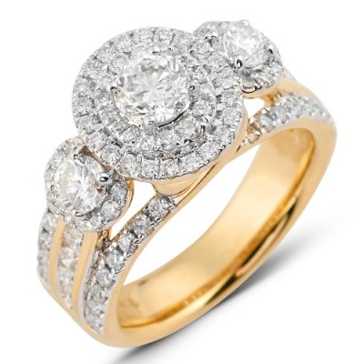 14K Diamond 3-Stone Ring (2.00ct)
