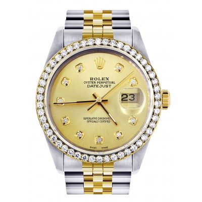 Rolex Datejust 18k TwoTone 4cts Diamonds 16233 | 36MM | Gold and Diamond Dial