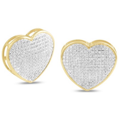 14K Diamond Heart Dome Earrings