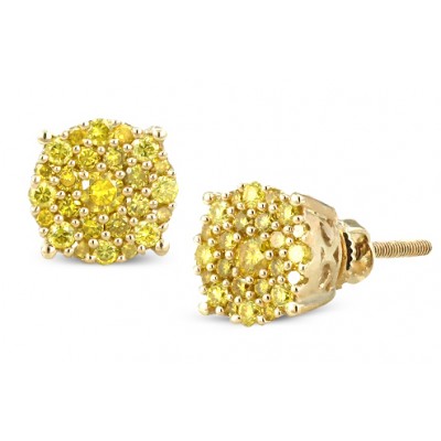 10K Yellow Diamond Luna Cluster Earrings (0.40ct - 0.65ct)